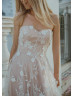 Strapless Sweetheart Neck Ivory Lace Tulle Gorgeous Wedding Dress